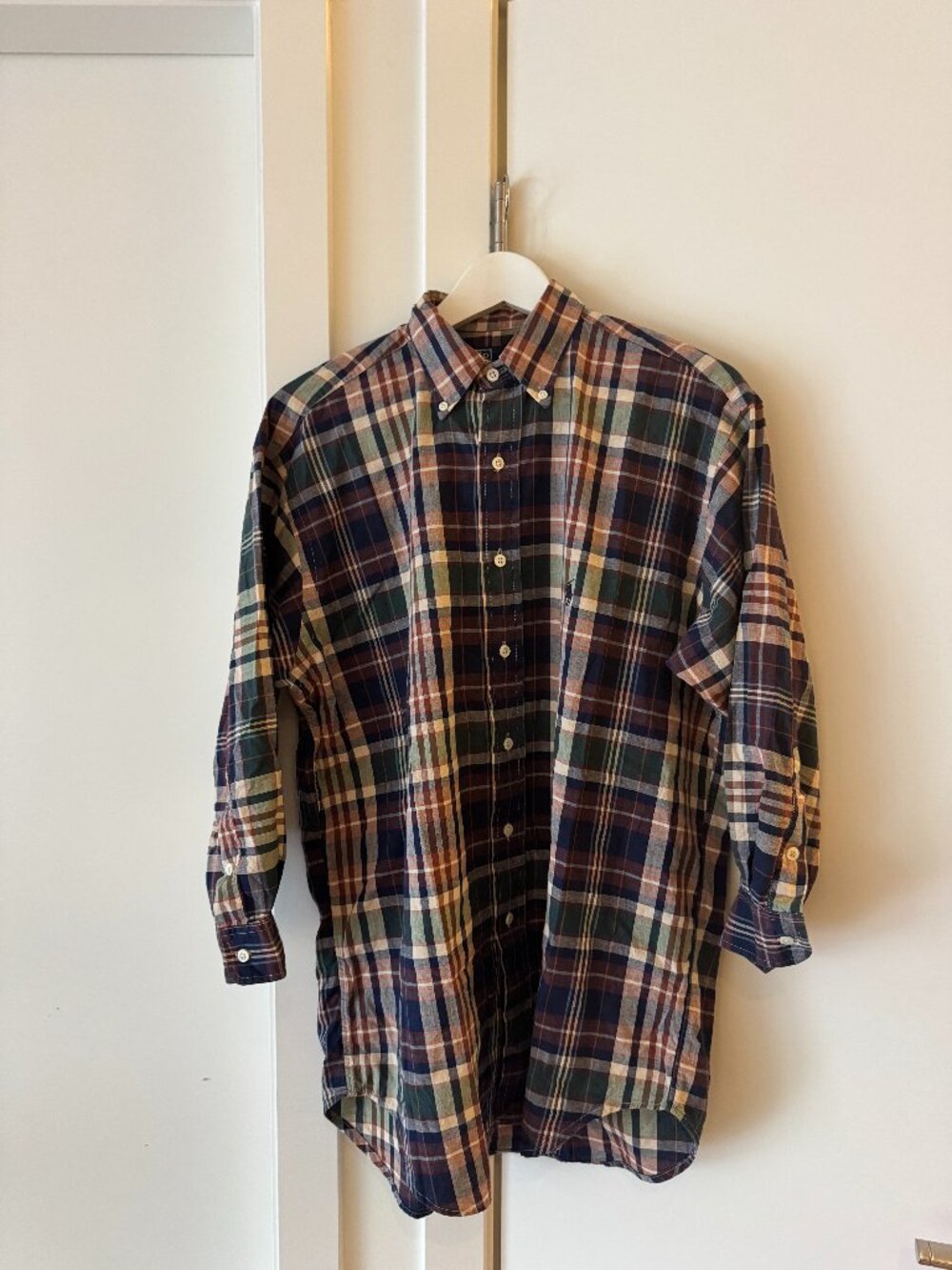 VINTAGE CASUAL RALPH LAUREN TARTAN PLAID BUTTON UP SHIRT MADE IN CANADA